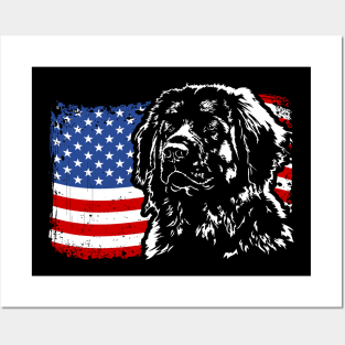 Leonberger Mom Dad American Flag patriotic dog Posters and Art